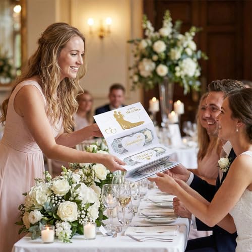 QTLJJBY Off White 6 Slot Wedding Money Gift Holder for Bride & Groom