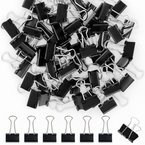 OWLKELA 120 Pack Binder Clips 0.75 inch Black – Reusable Steel Office Clips