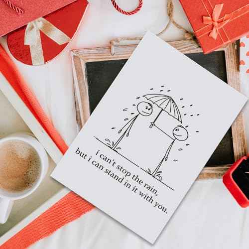 Encouragement Card for Him Her, Get Well Soon Card for Friend, Support Card for Sister Brother, I Can't Stop The Rain but I Can Stand in It with You