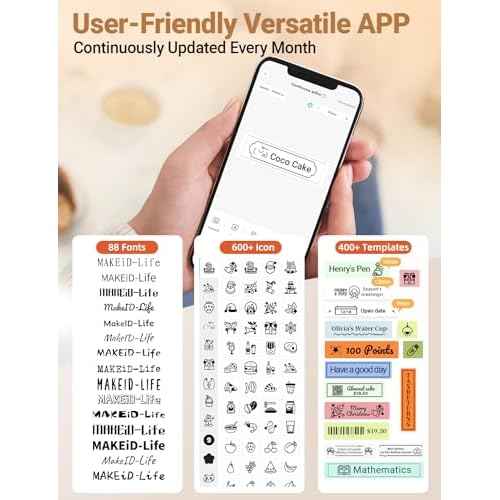 Makeid Label Makers, L1 Label Maker Machine, Portable Wireless Sticker Label Makers for Home, School, Office Use, Rechargeable Thermal Printer with Multiple Fonts, Templates - Beige, 300dpi