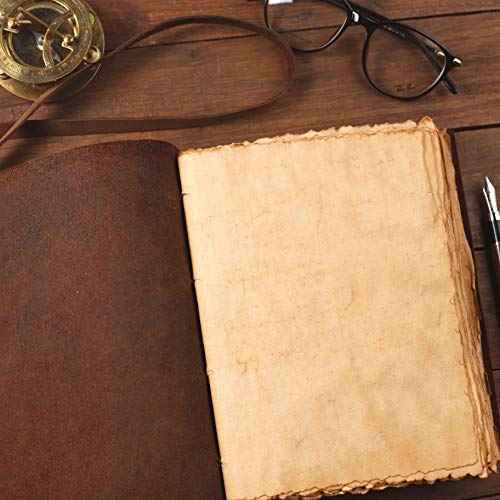 NomadCraftsCo. Leather Journal-Vintage Leatherbound Journal - Handmade Antique Deckle Edge Paper - Leather Sketchbook - Book of Shadows Journal - Thick Journal - Vintage Journal