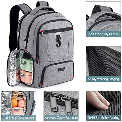 Lunch Backpack, Insulated Cooler Lunch Bag Backpack, Large Travel 17.3 Laptop Back Pack Sturdy Computer College School Bookbag for Women Men for Men Women Work Hiking Picnic