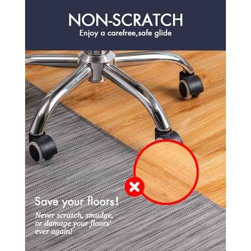 Office Chair Mat for Hardwood Floor Under Desk Computer Rolling Chair Mat for Wood/Tile Floor Non-Slip Heavy Duty Desk Rug PVC Plastic Hard Floor Protector 36" x 48" (Gray)