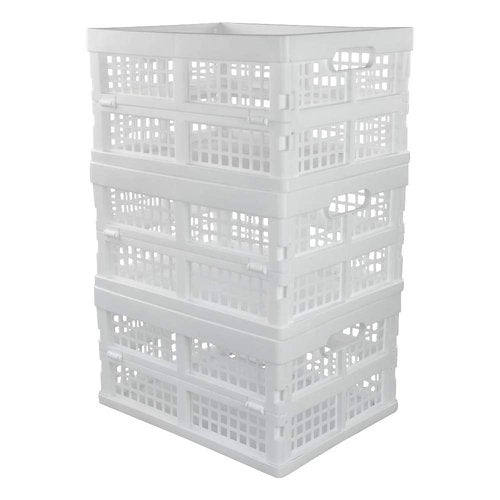 Begale 15 Liter Plastic Collapsible Storage Crates, Folding Crates Storage, Set of 3, White