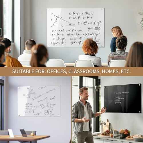 Acrylic Magnetic Dry Erase Board for Fridge,12¡±X16¡± Clear Whiteboard for Wall,Frameless Magnetic Dry Erase Board for Kitchen,Office,Classroom,Includes Makers/Eraser/Maker Holder/Magnets.3040C