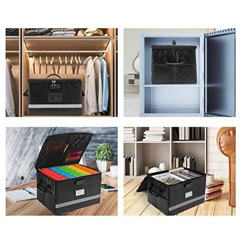 File Organizer, Fireproof File Box with Lids, Important Document Organizer Box with Lock, Portable File Folder Organizer with Handle
