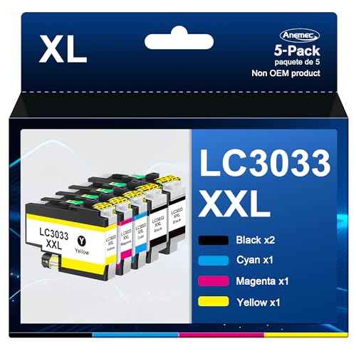 LC3033XXL LC3033 BK/C/M/Y Ink Cartridges Replacement for Brother LC3033 Ink Cartridges LC3033 LC3035 Combo Pack Work for MFC-J995DW MFC-J805DW MFC-J815DW MFC-J995DW XL MFC-J805DW XL Printer, (5 Pack)