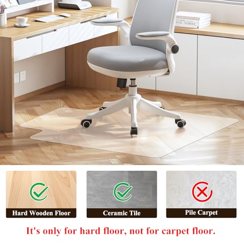 SHAREWIN Clear Office Chair Mat for Hardwood Floors 47x36 Rectangle with Lip, Heavy Duty Floor Protector