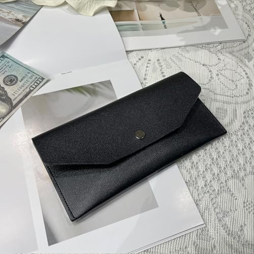 Nolcha Reusable Pu Leather Cash Envelope Wallet Black Men Women