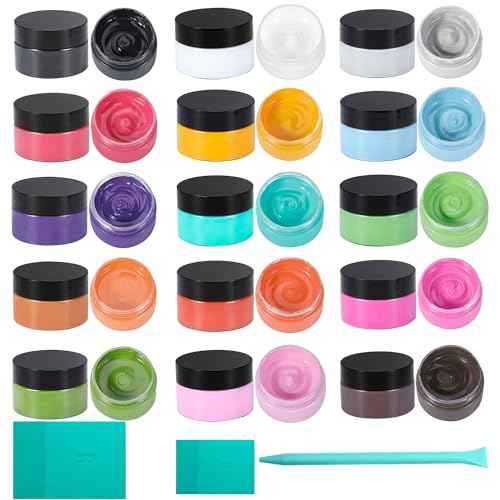 15 Color Chalk Paste and 3 Mini Squeegee Set, Chalk Paint Paste Stencil Paste, Self-Adhesive Silk Screen Stencil Paste, Chalkboard Art Craft Paint Chalkboard Ink Paste for DIY Home Decor.