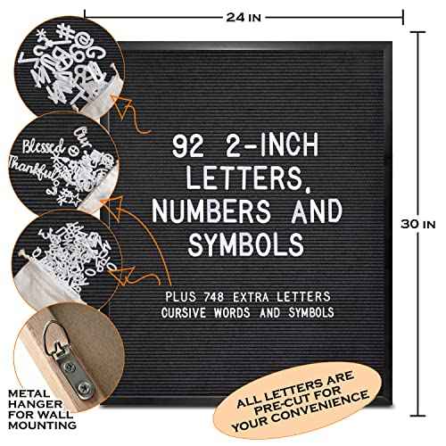 Black Large Letter Board 24x30 Inch, Big Felt Menu Board, Large Felt Letter Board, Menu Board, Message Board, Black Sign Display