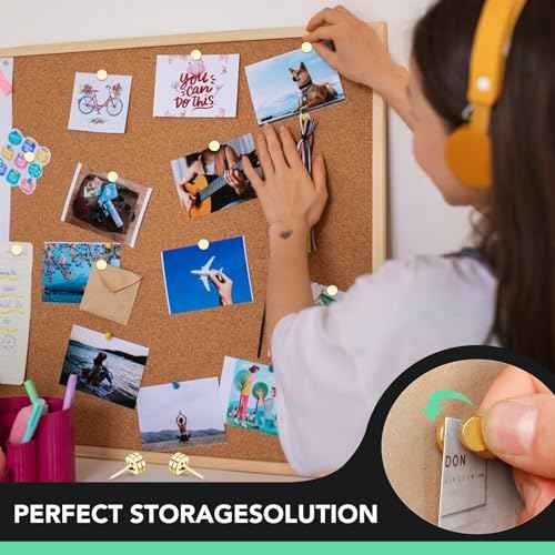 E BAVITE 80 Set Magnetic Push Pins,Flat Push Pin, Magnetic Thumb Tacks for Wall Bulletin Board Poster and Photo Hangers (Gold)