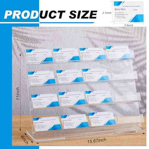 Business Card Holder for Desk 16 Slots Freestanding Acrylic Business Card Holder Display Stand Multiple Organizer for Office Meeting Exhibition Home