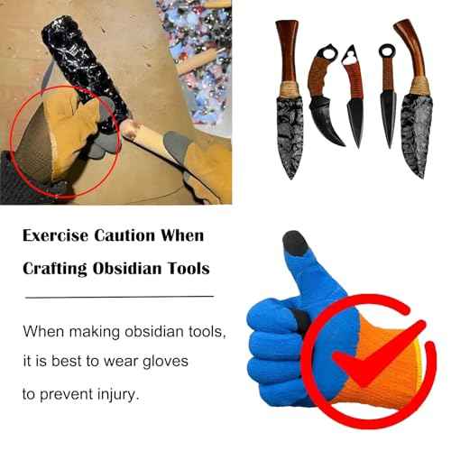 Flint Knapping Tools Kit Obsidian Crafting Tool, Dragon Crystal Stone Age Toolkit, Flint Napping Tools for Both Pros and Beginners, Including 1 Pressure Flaker,3 Copper Boppers,1 Tool Bag