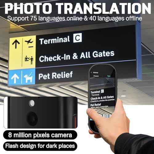 Translator Device - Real Time Language Translation Device with 150+ Languages, Upgraded Ai LanguageTranslator No WiFi Needed, Offline Recording Photo Input Translation for Travel Business Learning