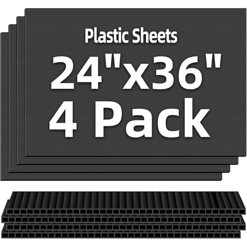 Plastic Sheets - 24" x 36" Plastic Poster Board 4 Pack, 4mm Coroplast Sheets, Blank Yard Signs for Lawn, Garage Sale, Real Estate, Open House, Black