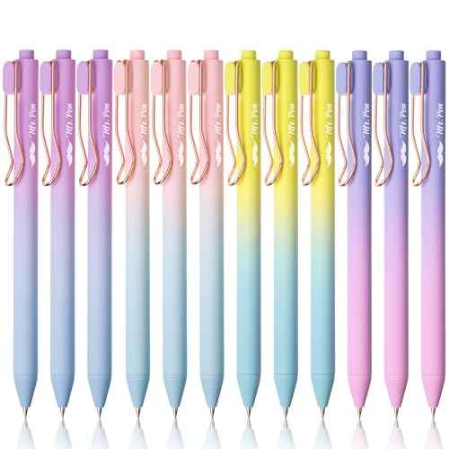 Mr. Pen- Retractable Gel Pens, 12 Pack, Black Ink Gel Pens Fine Point 0.5mm, Gradient Barrel, Fast Dry, Retractable Pens, Gel Ink Pens, Aesthetic Pens for Journaling Fine Tip Pens