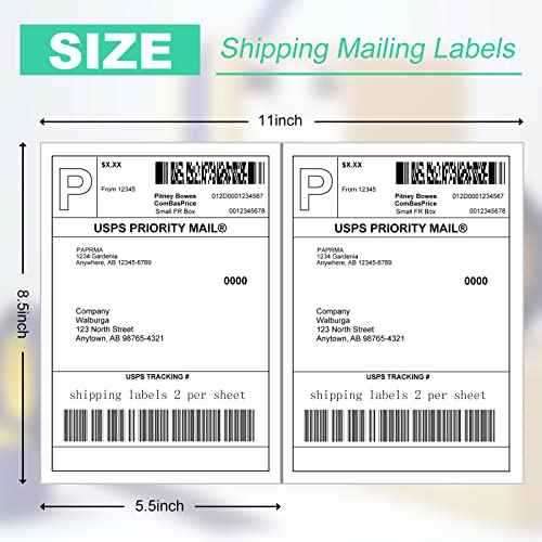 Half Sheet 8.5x5.5inch Shipping Mailing Label 1000 Counts, 2 Labels Per Sheet 8.5 x 11 for Laser & Inkjet Printer, Permanent Adhesive Label Square Corner (500 Sheets)