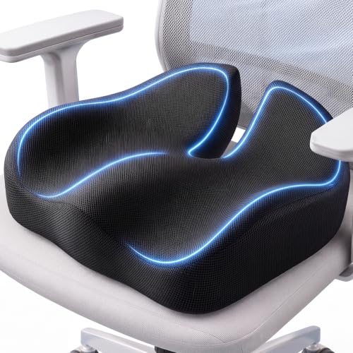 CJACSOC Black XL Memory Foam Seat Cushion for Office Chair, Car & Wheelchair