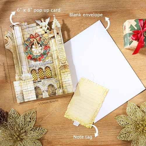 Pop up Christmas Cards Nativity, Holy Night Nativity, 3D Elegant Religious Card with Envelope for Holiday, Manger Scene, Angel, Jesus Christ, Holy Family,Handcrafted Decoration, Merry Christmas Gift