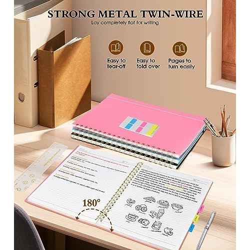 Spiral Notebook Journal 8.5¡± x 11¡±, A4 Large Pink Notebooks for Women Men, College Ruled Lined Journal, 100 GSM Paper, Plastic Hardcover Spiral Bound Journals for Work School Note Taking Business