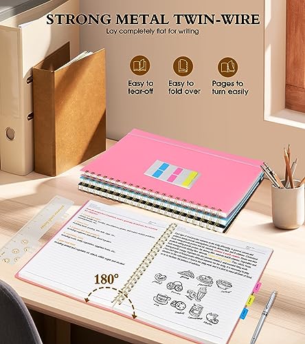 Pink Spiral Notebook Journal 8.5”x11” A4 Large College Ruled 100 GSM Paper - UEBZFOCS
