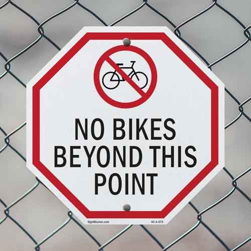 No Bikes Beyond This Point (5 Pack) 10 inch X 10 inch Octagon Rust Free Aluminum Metal Signs Weather Resistant, UV Protected for Workplace, Private Property, and Construction Site, Made in the USA