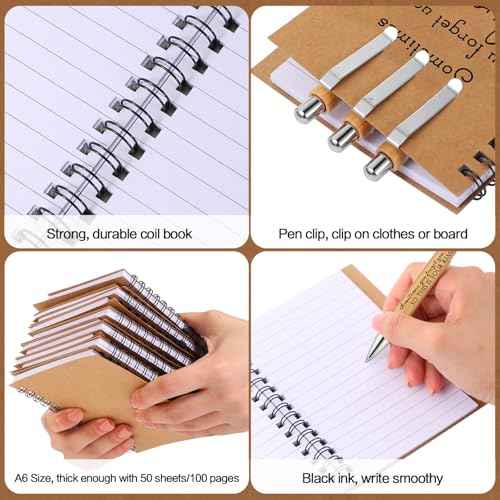 Honoson 30 Sets Spiral Notebooks Sets Employee Thank You Gifts Inspirational Journals with Retractable Bamboo Pens Bulk Encouragement Notepad for School Teacher, Awesome Sign