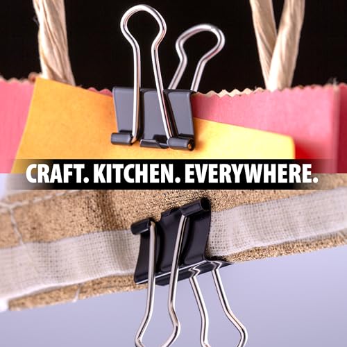 Officemate Mini Binder Clips 144 Count (12 Boxes) Black - Heavy-Duty Metal Handles