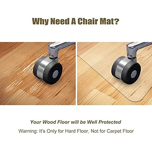 Kuyal Chair Mat, Rolling Chair Mat for Hardwood Floor, 36" X 48" Transparent PVC Home Office Floor Protector Mat (36" X 48" with Lip)