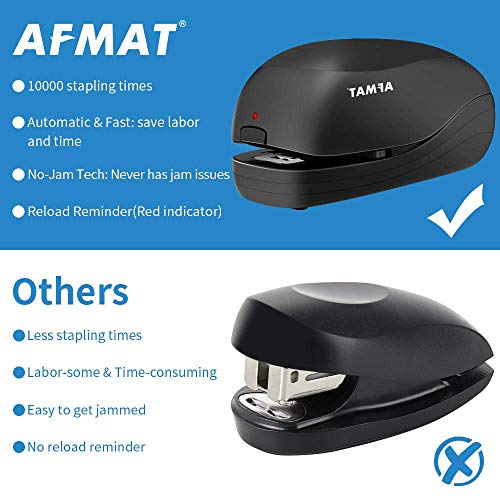 Electric Stapler for Desk, Automatic Stapler Desktop, Office Staplers Electric, AC or Battery Operated Staplers Heavy Duty Office Use, with Reload Reminder & Release Button, 25 Sheets Capacity, Black
