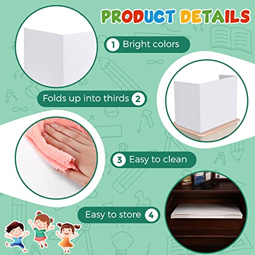 Zhehao 24-Piece White Privacy Desk Folders for Students - Classic Set