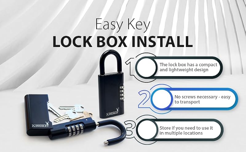 Kingsley Guard-a-Key Large Portable Black Lockbox with Combination for Keys