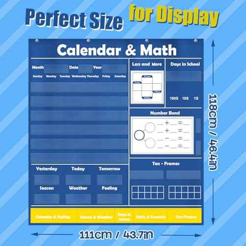 Pocket Chart for Classroom,Toddler Preschool Classroom Math Calendar,Circle Time Learning Center,Math Manipulatives,Addition and Subtraction Games,Homeschool Supplies,Classroom Must Haves