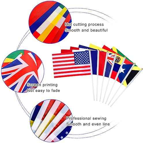 226 Countries International Flags of the World Small Mini Hand Held Flags on Stick,All Countries Flags,8.2 x 5.5 Inch