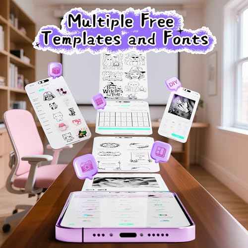 Sticker Printer, Mini Portable Bluetooth Thermal Printer with Multiple Templates & App Support, Inkless Print Pod for Study Notes, DIY Labels, Home School Office Usee (Violet)