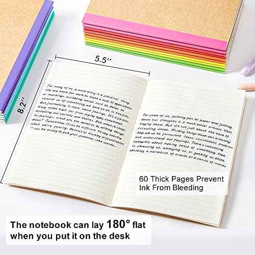 32 Pack Composition Notebooks Bulk, Feela Kraft Cover Lined Blank College Ruled Composition Travel Journals with Rainbow Spines For Women Students Business, 60 Pages, 8.3¡±x 5.5¡±, A5, 8 Colors