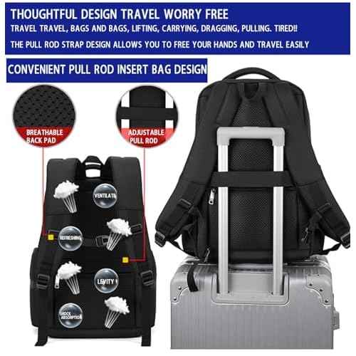 Backpack Men's Multilayer Backpack Business Casual Bag Large Capacity Multifunctional Computer Bag,waterproof, fits 15.6inch notebook(Black)