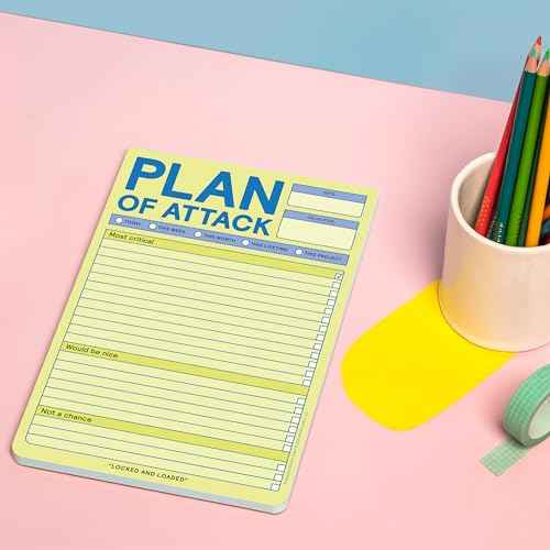 6-Count Knock Knock Plan of Attack Pads - Daily Planner Pads & To Do List Notepads, 6 x 9-inches each (Pastel)