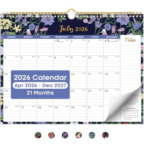 Taja 2026-2027 Floral Wall Calendar - Midnight Garden, 14.7" x 11.5"