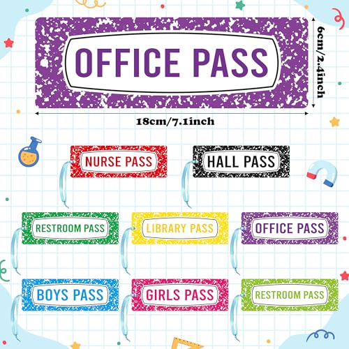 Magnetic School Hall Pass Set - Waterproof Composition Notebook Style for Students & Teachers