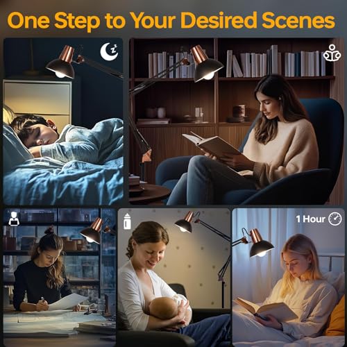 FIRVRE LED Floor Lamp with Remote Control, Dimmable Industrial Floor Light, 3 Usage Modes - Floors Lamp, Table Lamp and Clip Lamp,Pole Lamp for Living Room, Bedroom, Office (LED Bulb Included)