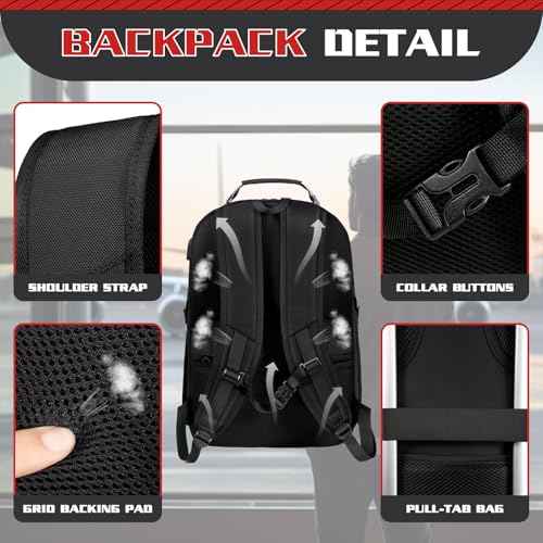 Large Travel Backpack, 50L Laptop Backpack for Men 17.3 Inch, TSA Approved, Heavy Duty with USB Charging, Anti Theft for College Business Work, Red
