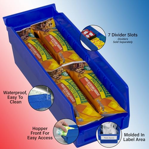 Akro-Mils Heavy Duty Plastic Shelf Bins 12x4x4 Blue 24-Pack - Durable Storage