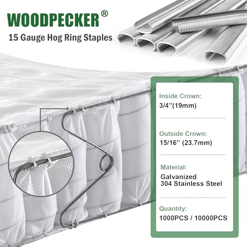 Woodpecker C-7EA 15 Gauge Pneumatic Hog Ring Gun Kit with 1000 Staples