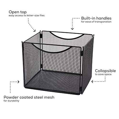 Safco Onyx Mesh Letter-Size File Cube 2170BL Black, Black Powder Coat Finish, Durable Steel Mesh Construction