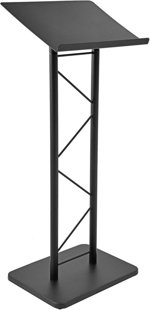 Kingdom KML7B Large Portable Lectern - Slanted Church Pulpit & Conference Podium | Black Metal Finish