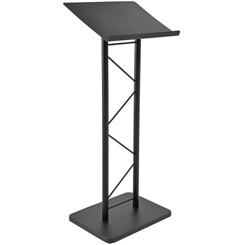 Kingdom KML7B Large Portable Lectern, Stand Up Church Pulpit, Slanted Lectern, Conference Podium for Speakers, Speeches and Other Occasions- Truss Lectern, Black Powder Coat Finish, Metal