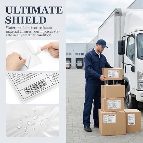 300 Pack Clear Shipping Envelopes for Mailing Packing Lists 6x10" Adhesive