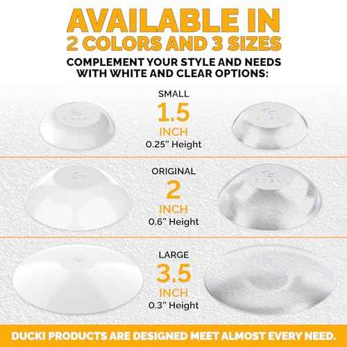 Ducki Door Stop Wall Protectors, 4 Pack Clear, Self Adhesive Reusable Solution for Stopping Wall Damage & Noise from Doors, Refrigerators, & in Your Home or Office, Durable Shock Absorbent & Discreet